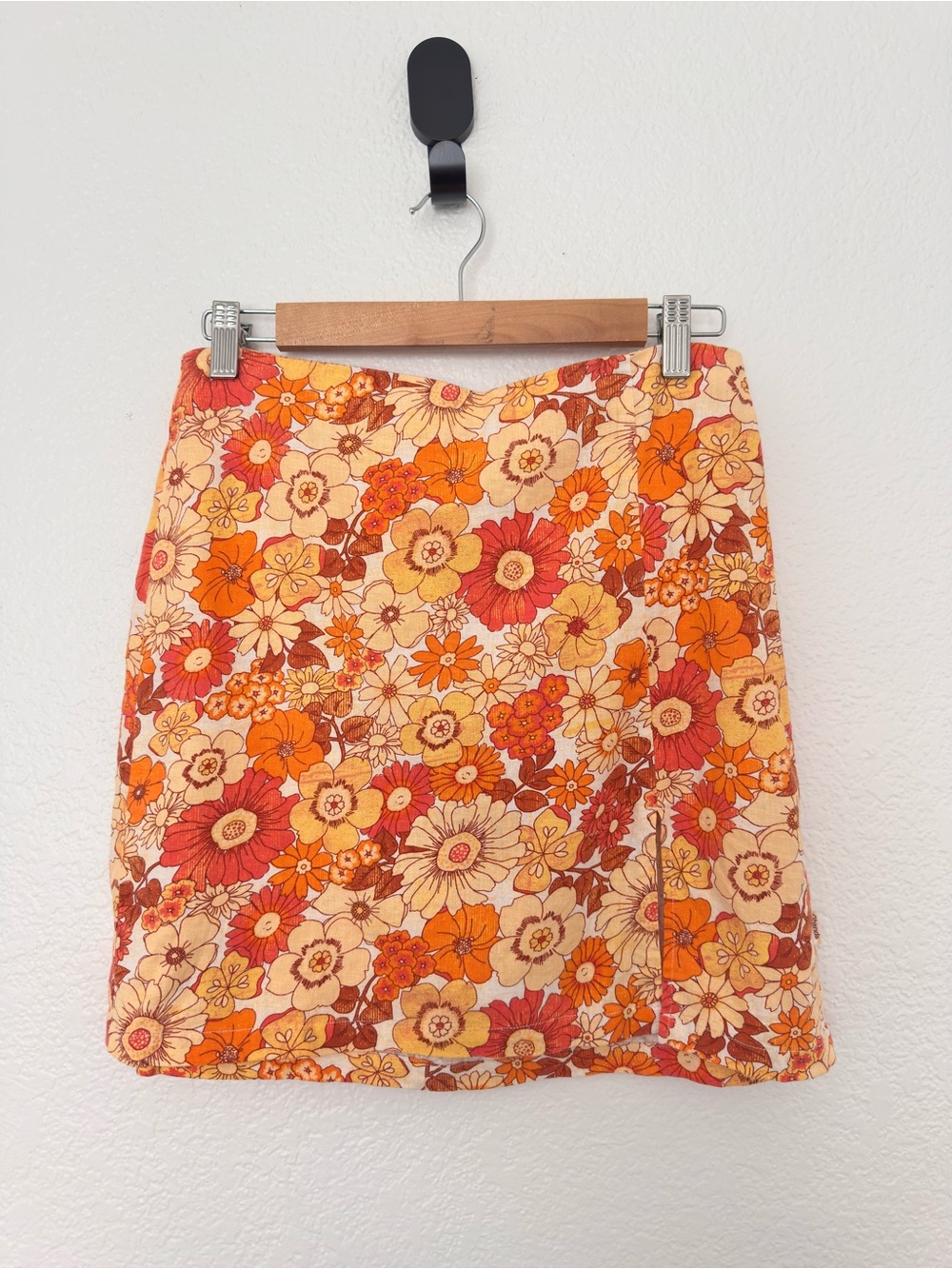 Ghanda Floral Mini Skirt in Orange